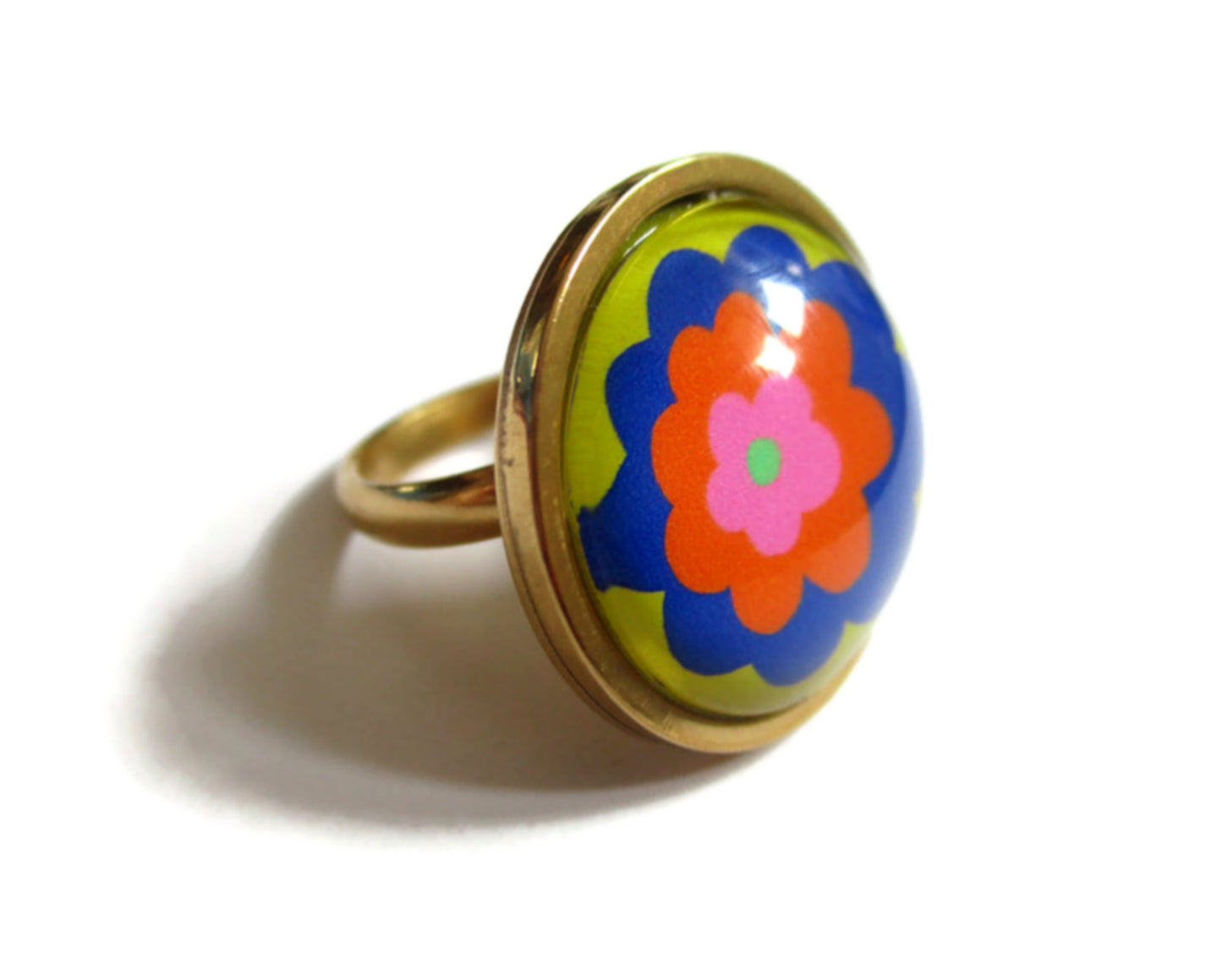 gold seventies Floral Ring