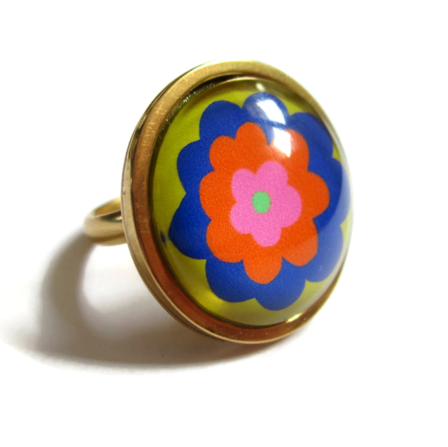 gold seventies Floral Ring