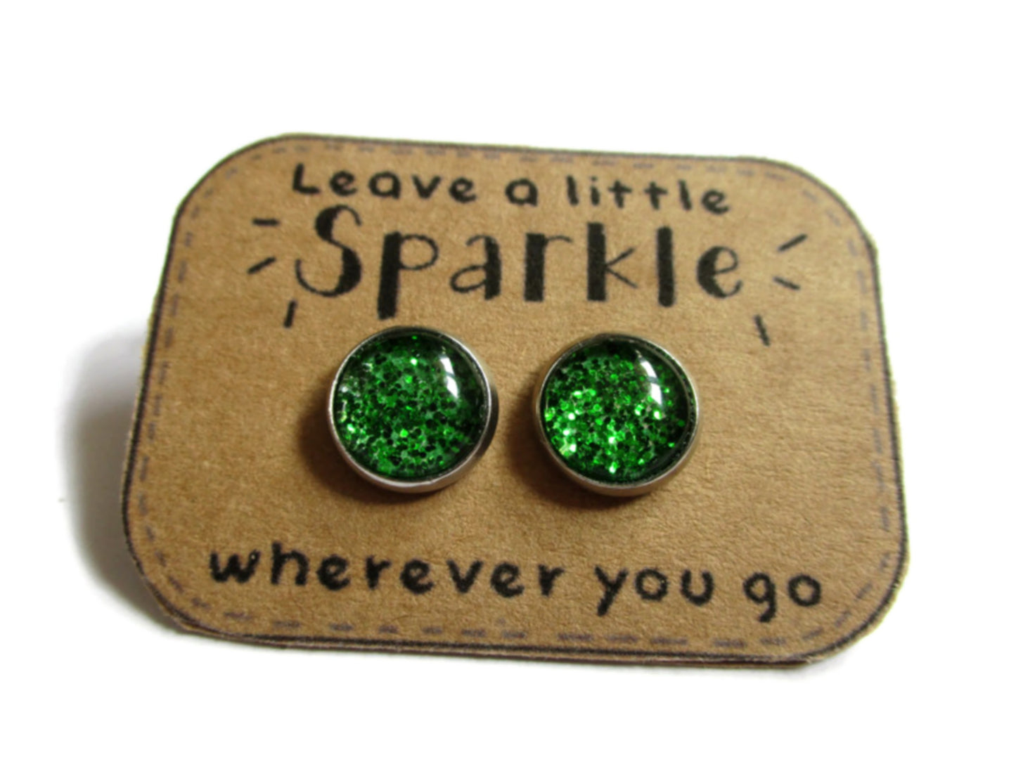 Puces d'Oreilles Paillettes Vertes / Leave a little Sparkle!