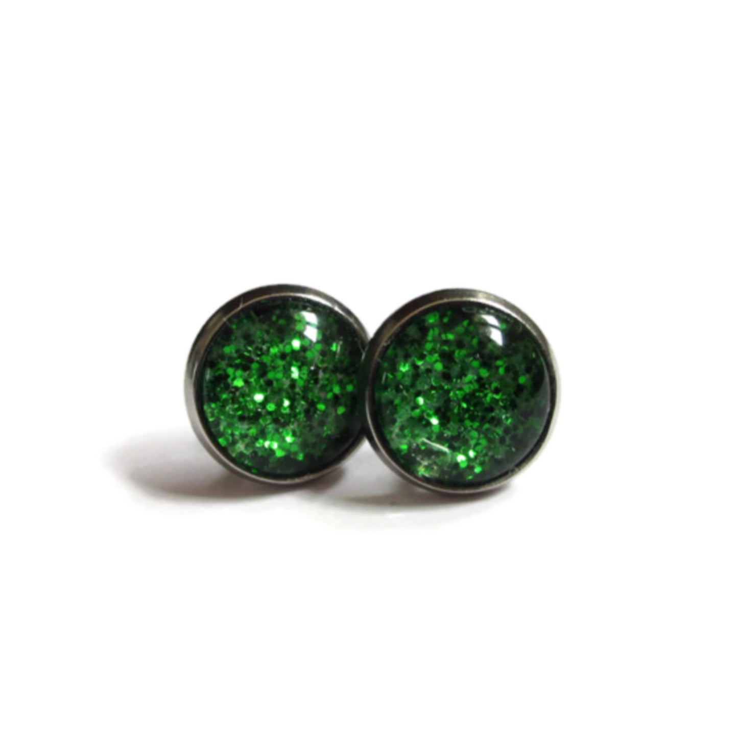 Green Glitter Stud Earrings/ "Leave a little SPARKLE wherever you go"