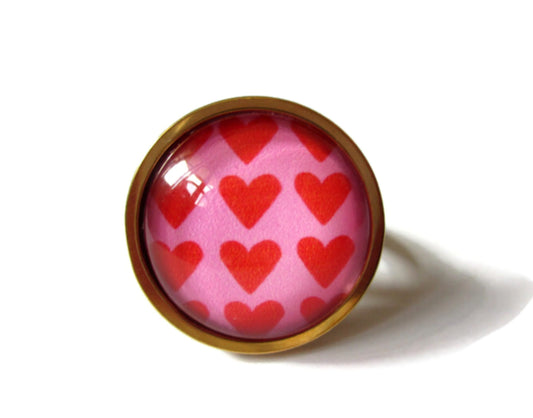 Pink and Red Hearts Ring