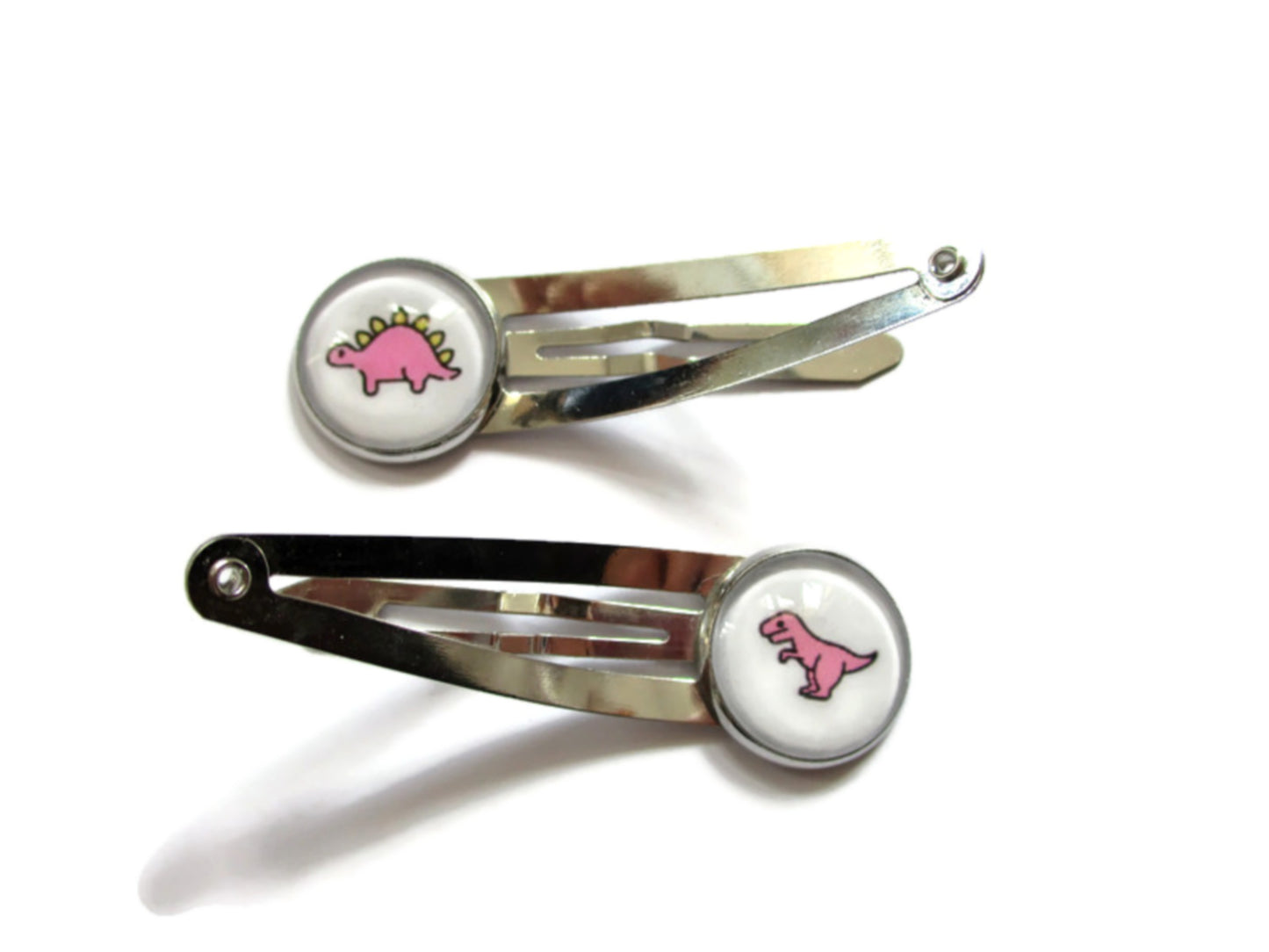 Pink Dinosaurs Hair Clips