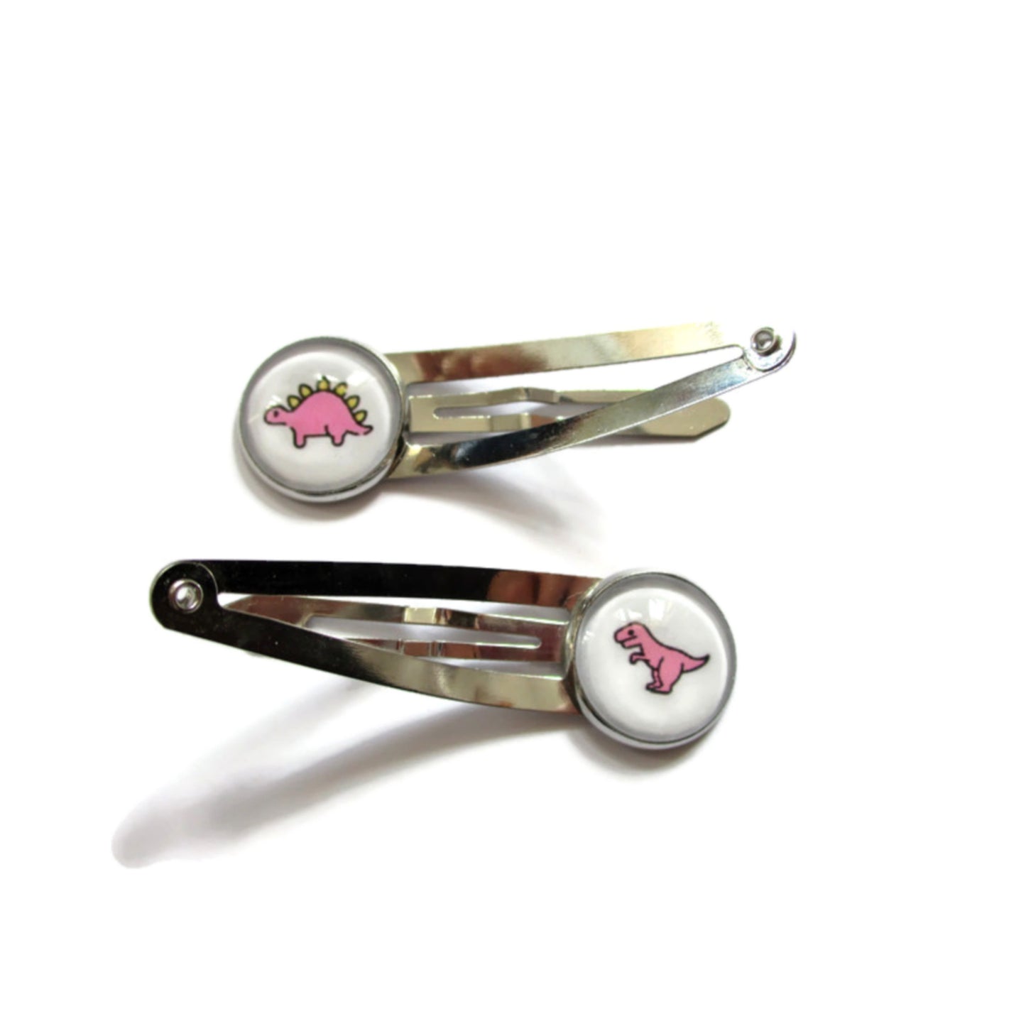 Pink Dinosaurs Hair Clips