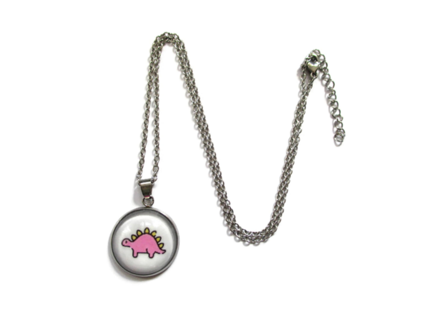 Collier Enfant Dinosaure Rose