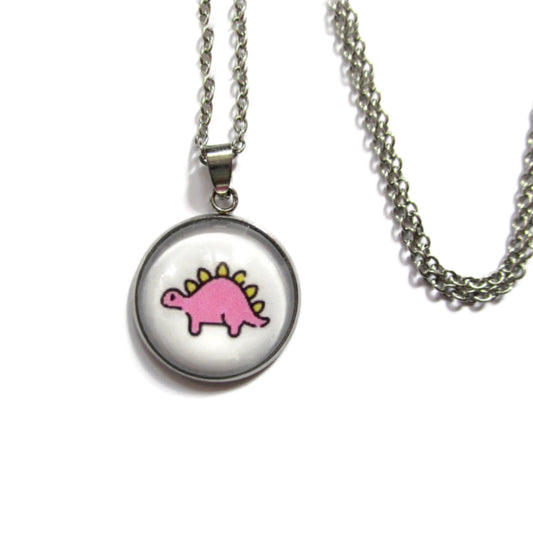 Collier Enfant Dinosaure Rose