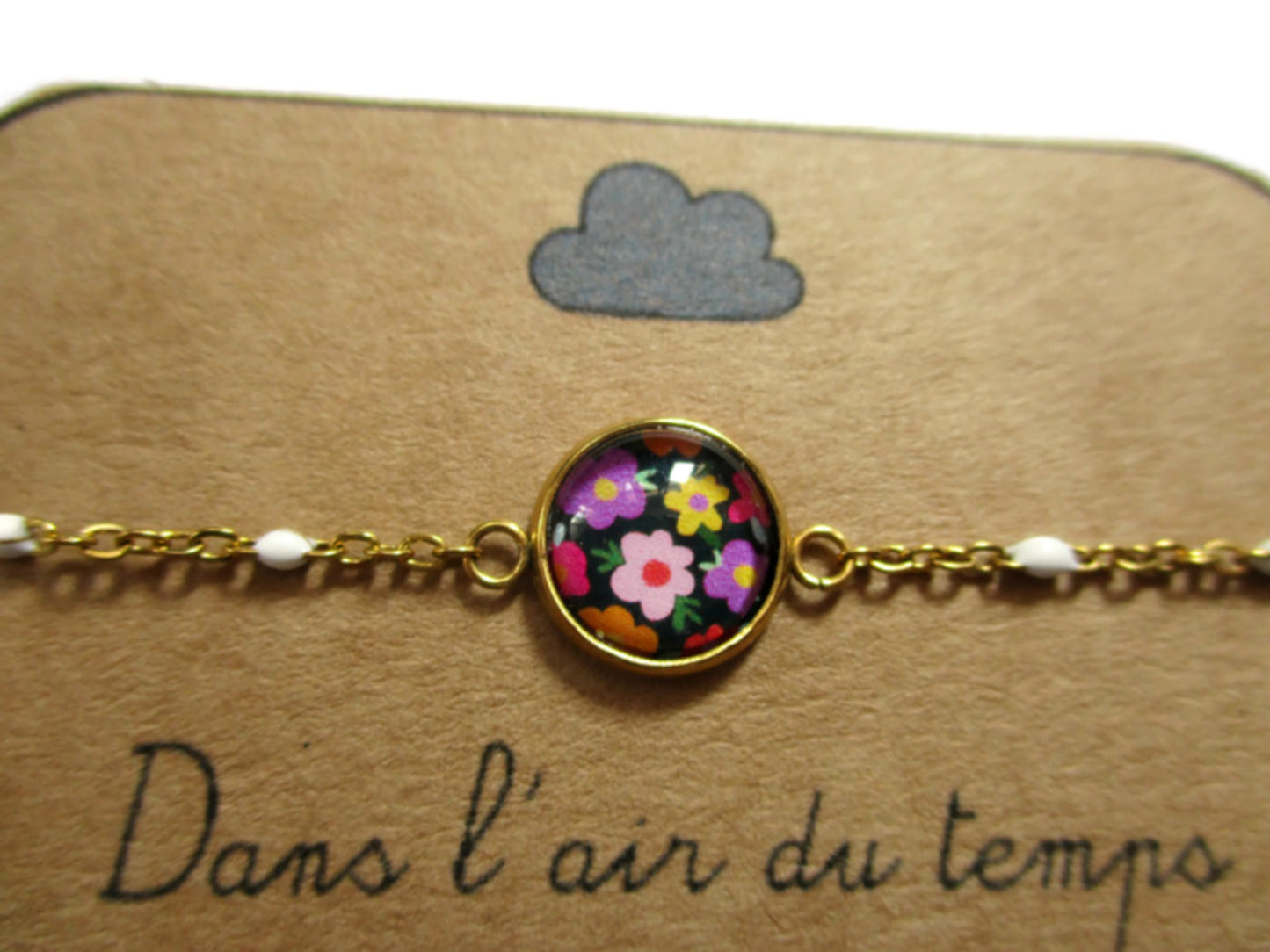 Bright Flowers and black bracelet