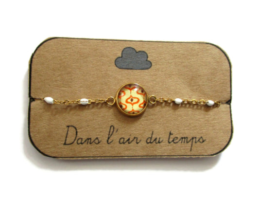 Beige and Orange vintage bracelet 