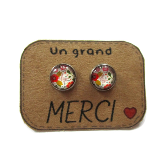 Flowers Stud Earrings/ "Un grand Merci!"