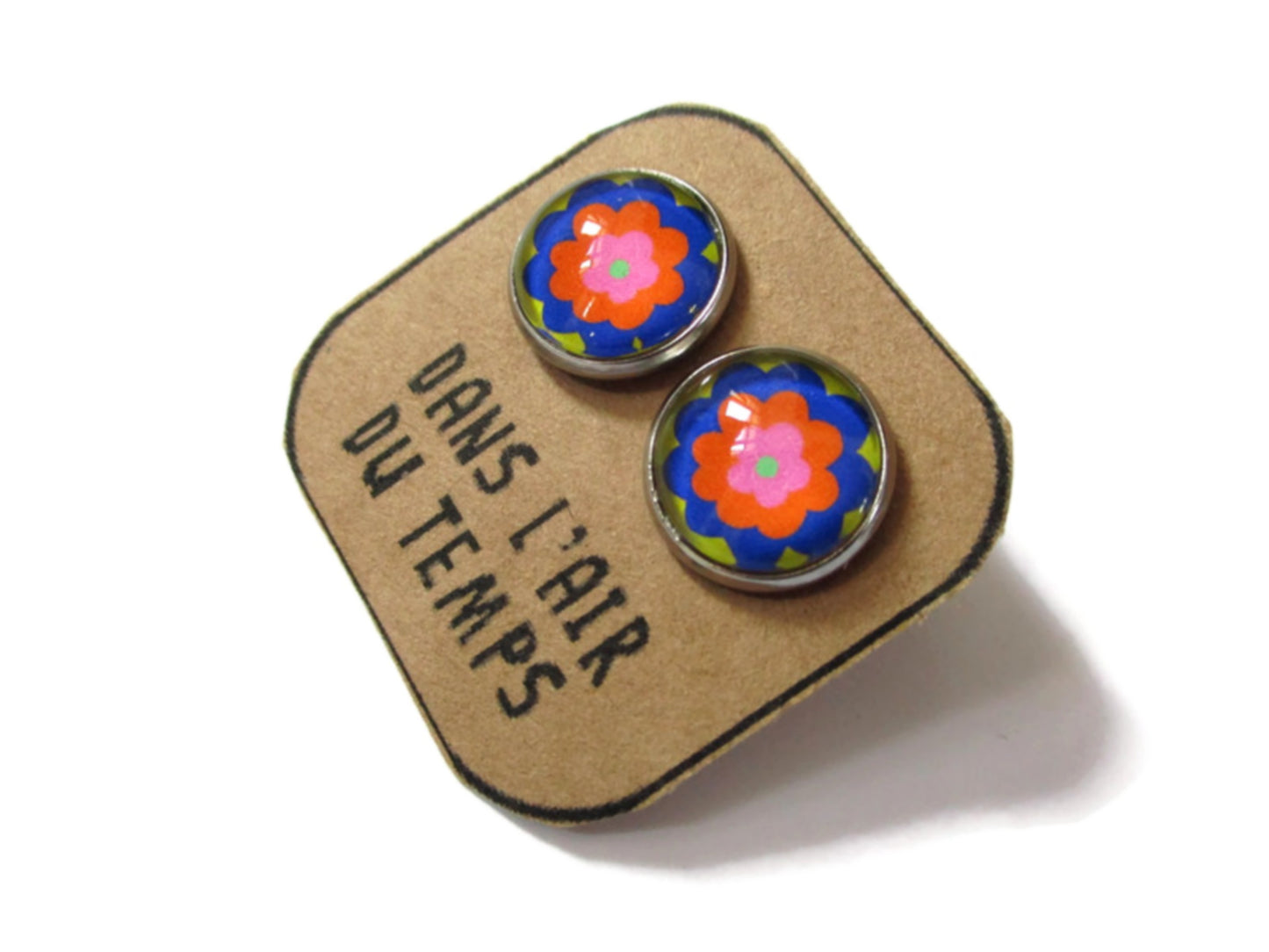 Colorful Floral  seventies Stud Earrings