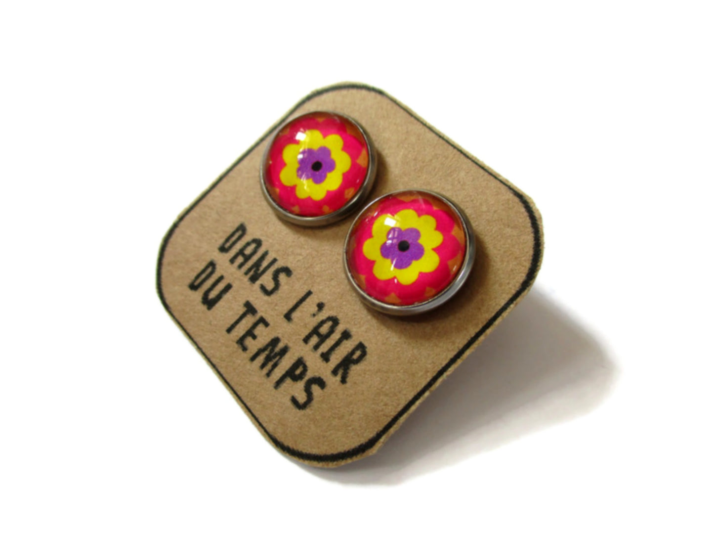 Colorful Floral  seventies Stud Earrings