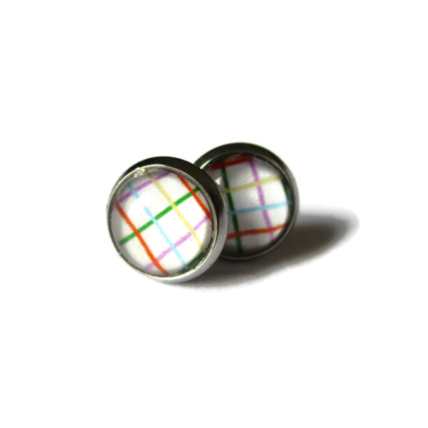 Puces d'Oreilles Enfant carreaux multicolores