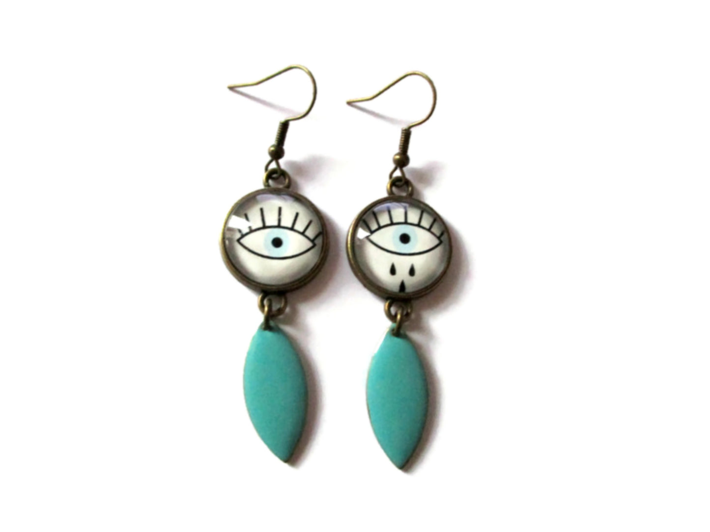 Devil eye earrings and blue enamel 