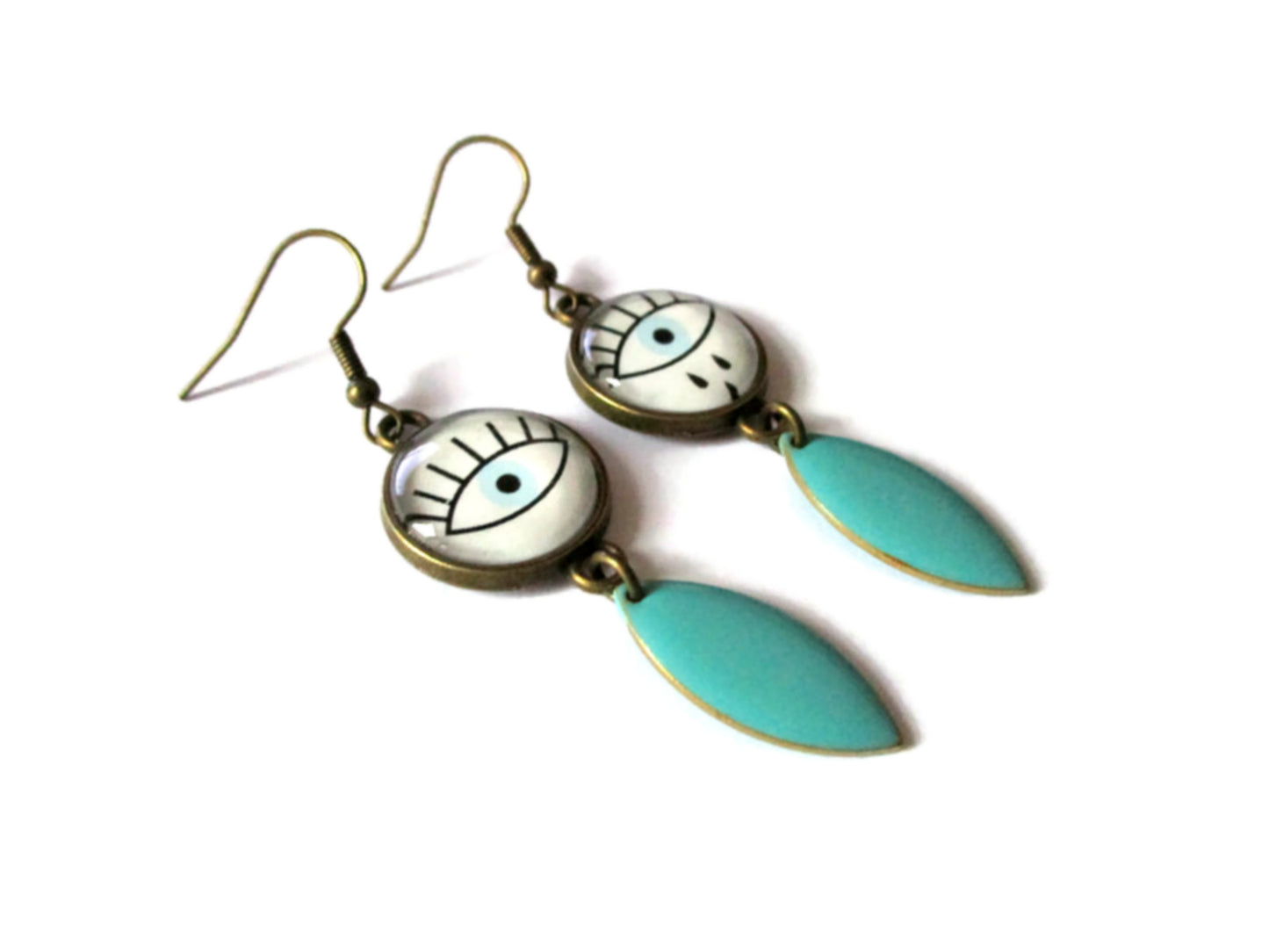 Devil eye earrings and blue enamel 