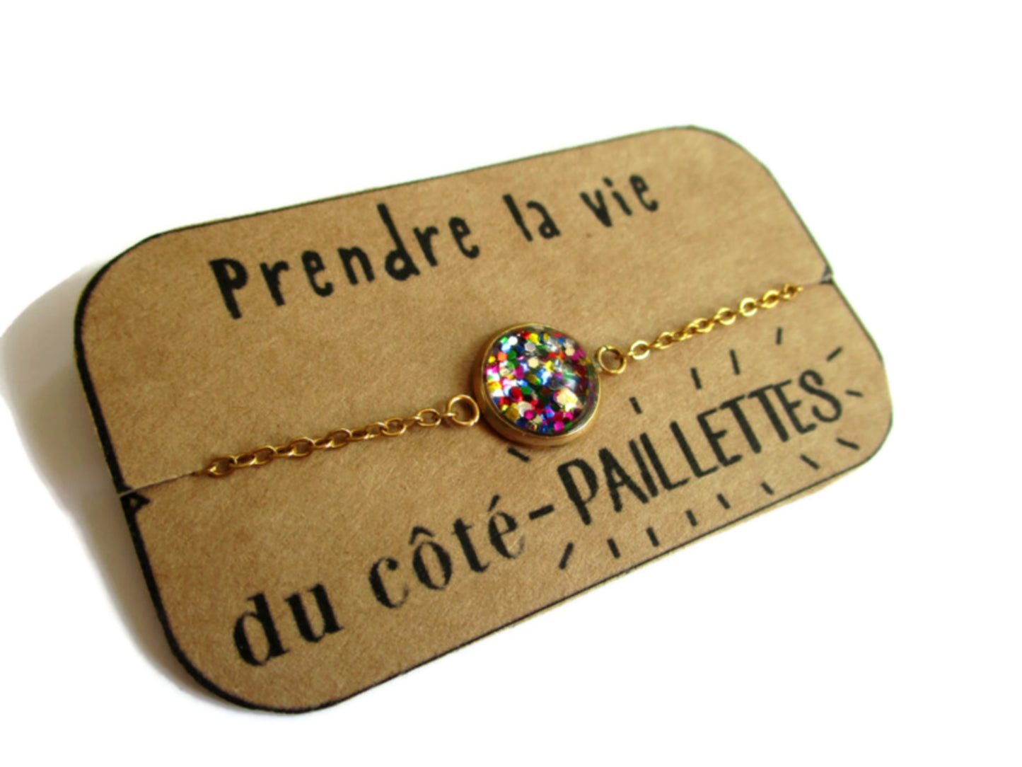 Bracelet Acier Inoxydable Paillettes Multicolores