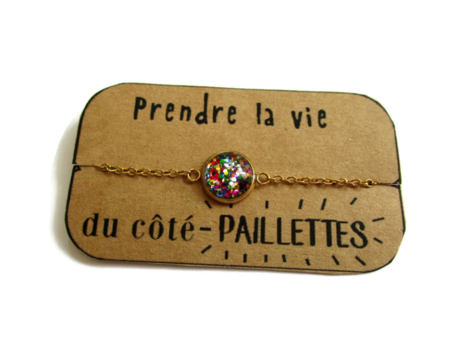 Bracelet Acier Inoxydable Paillettes Multicolores