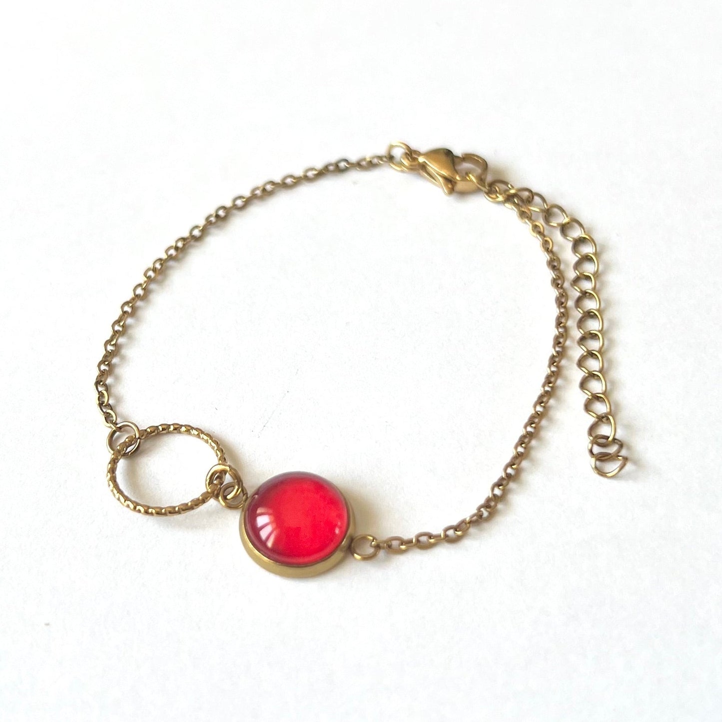 Red Heart Bracelet, golden or silver finish