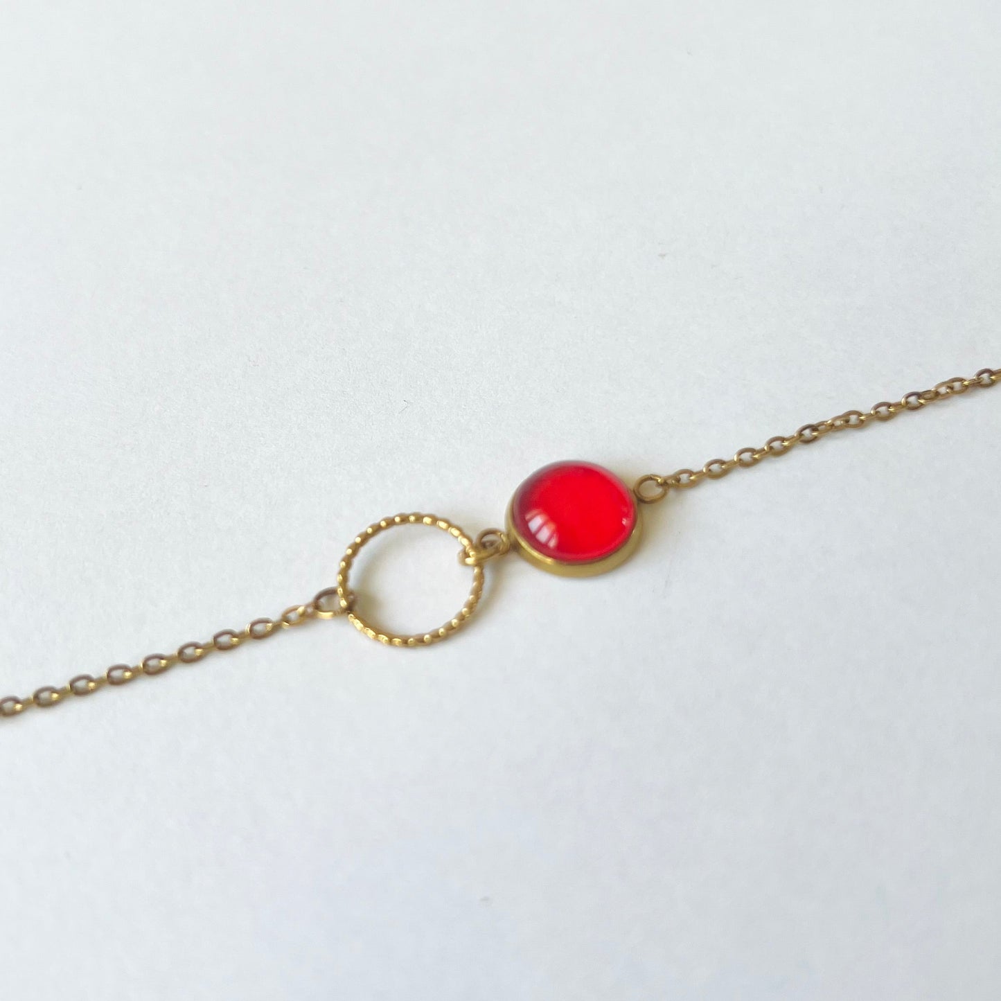 Red Heart Bracelet, golden or silver finish