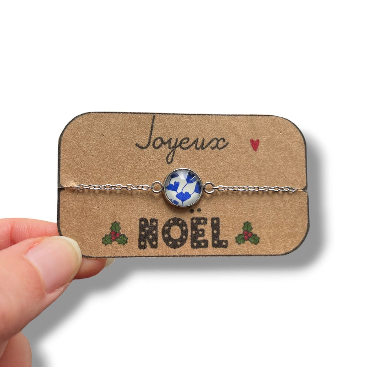 Blue Heart birthday Bracelet, golden or silver finish