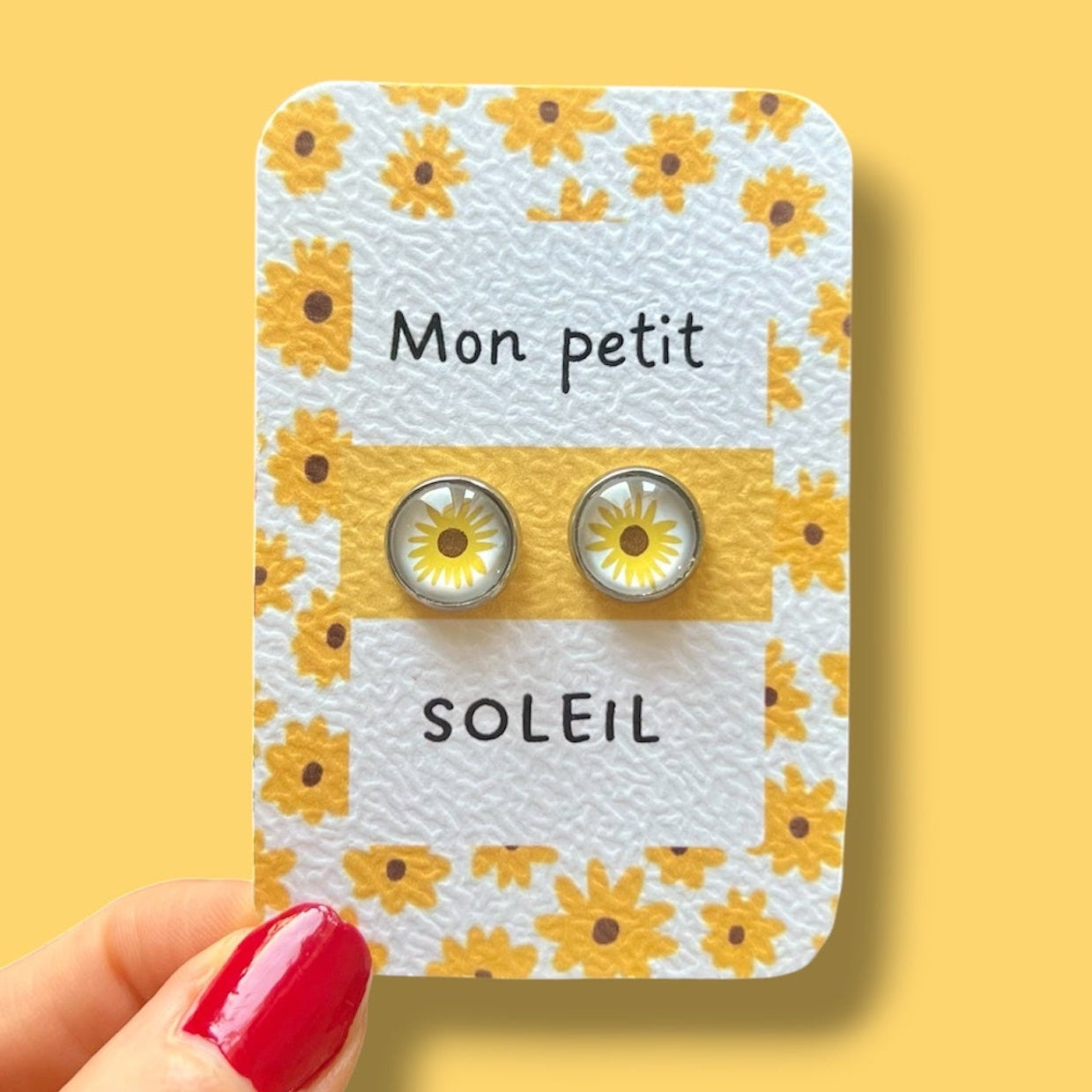 clous d'oreilles tournesol jaune