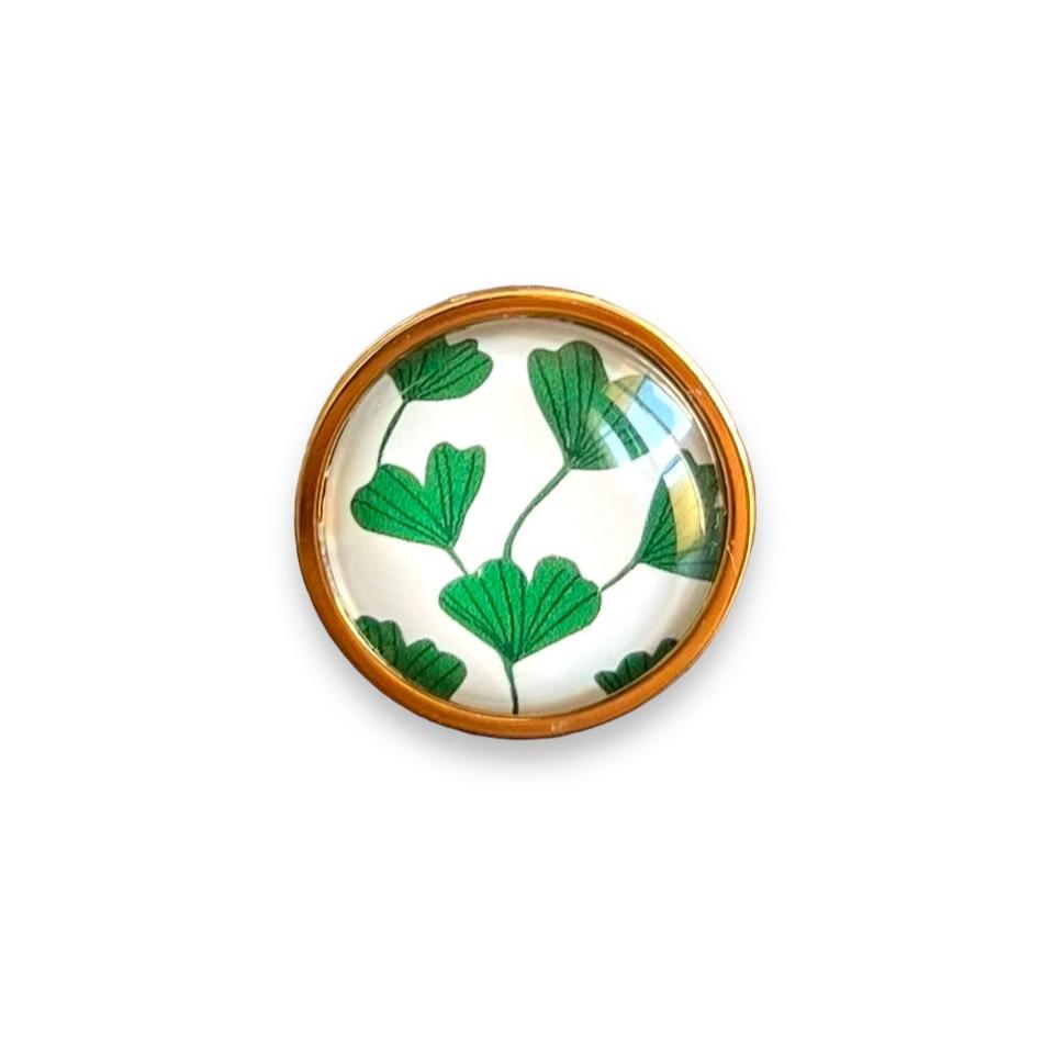 bague feuilles de ginkgo vert