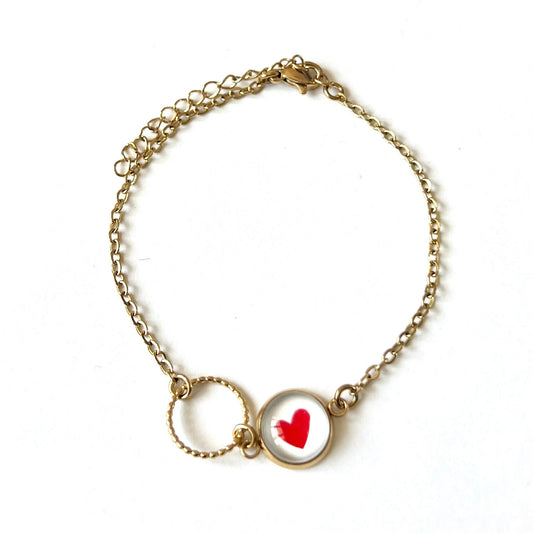 bracelet petit coeur rouge