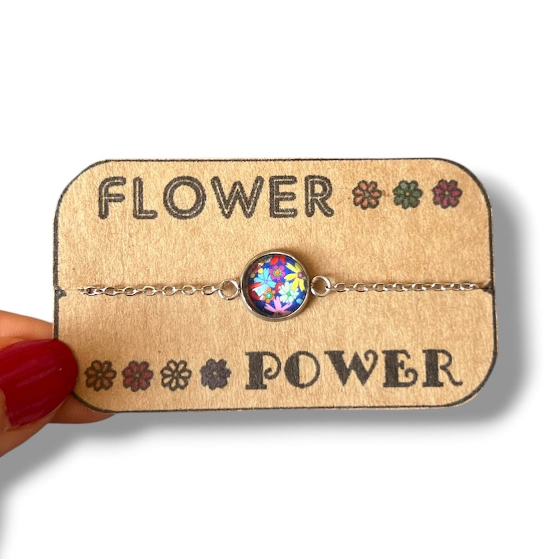 bracelet fleurs colorées seventies