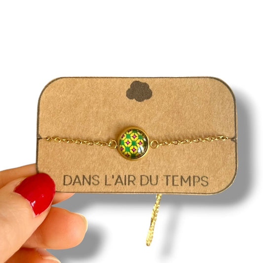 bracelet-motif-vintage-vert-jaune-violet
