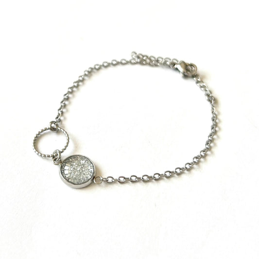 bracelet fin paillettes argent