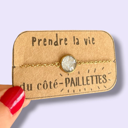 bracelet paillette argenté