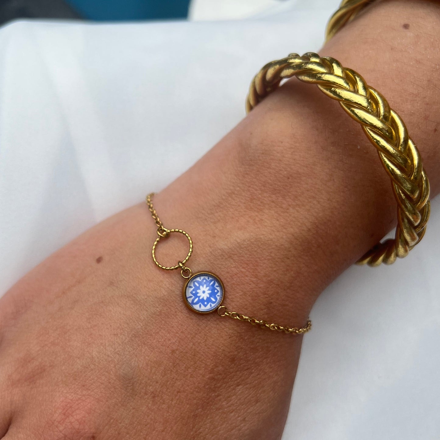 bracelet mosaïque azulejos bleu 