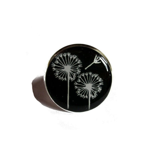 Black and White Dandelion Ring