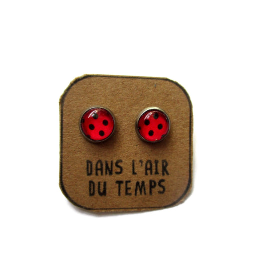 Ladybird Print Stud Earrings