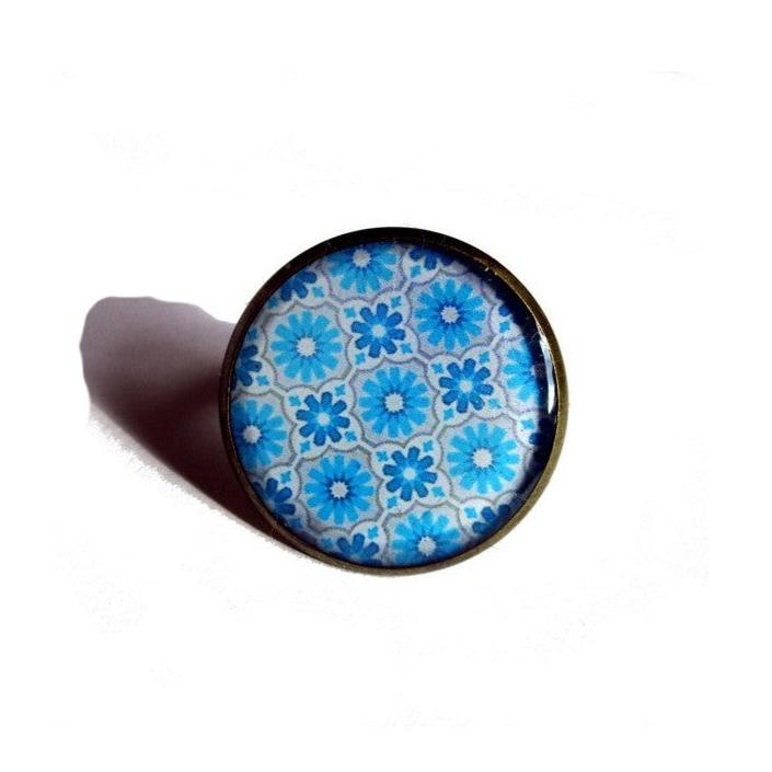 Bague Motif Marocain Bleu