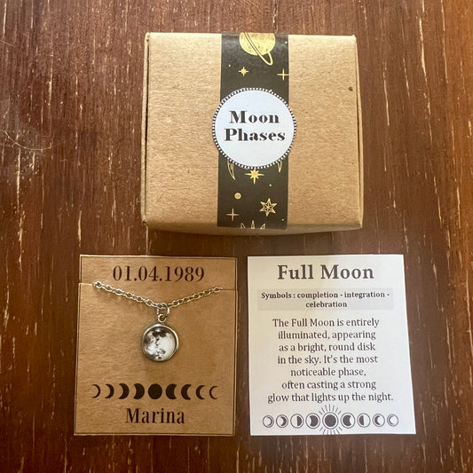 Tiny Personalized Moon Phase necklace
