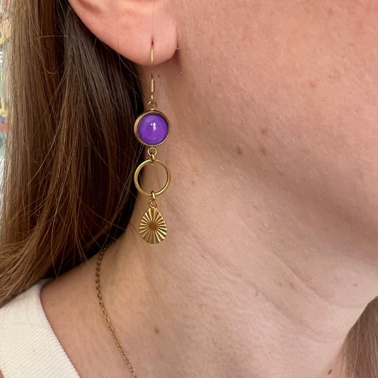 Purple mismatched Earrings 