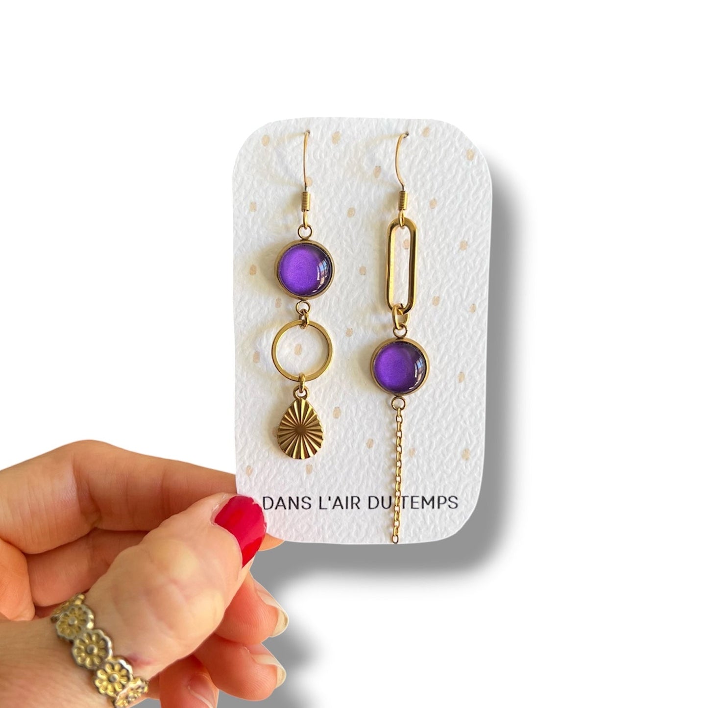 Purple mismatched Earrings 