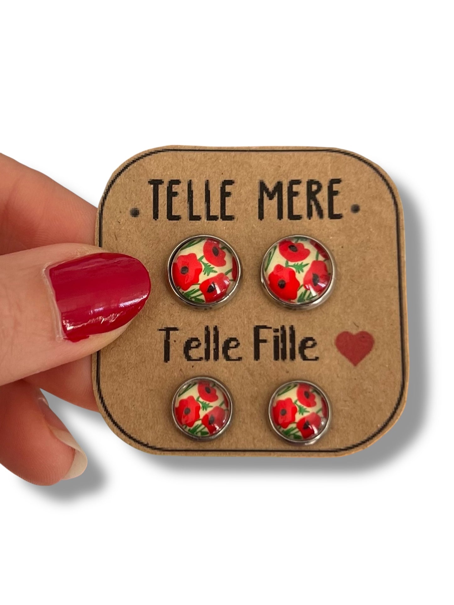 red poppies "Telle mère, Telle Fille!" Stud Earrings