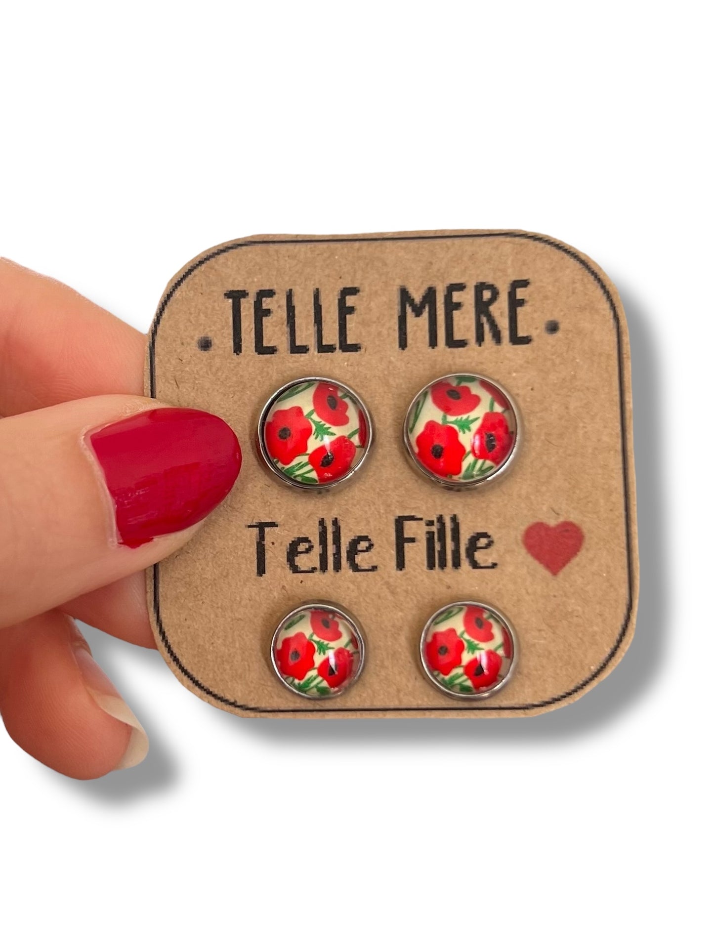 red poppies "Telle mère, Telle Fille!" Stud Earrings