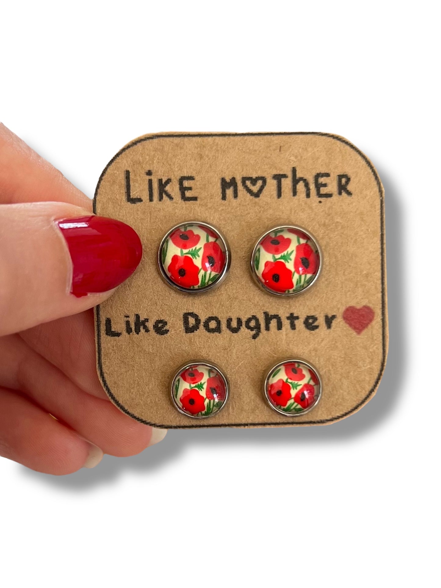 red poppies "Telle mère, Telle Fille!" Stud Earrings