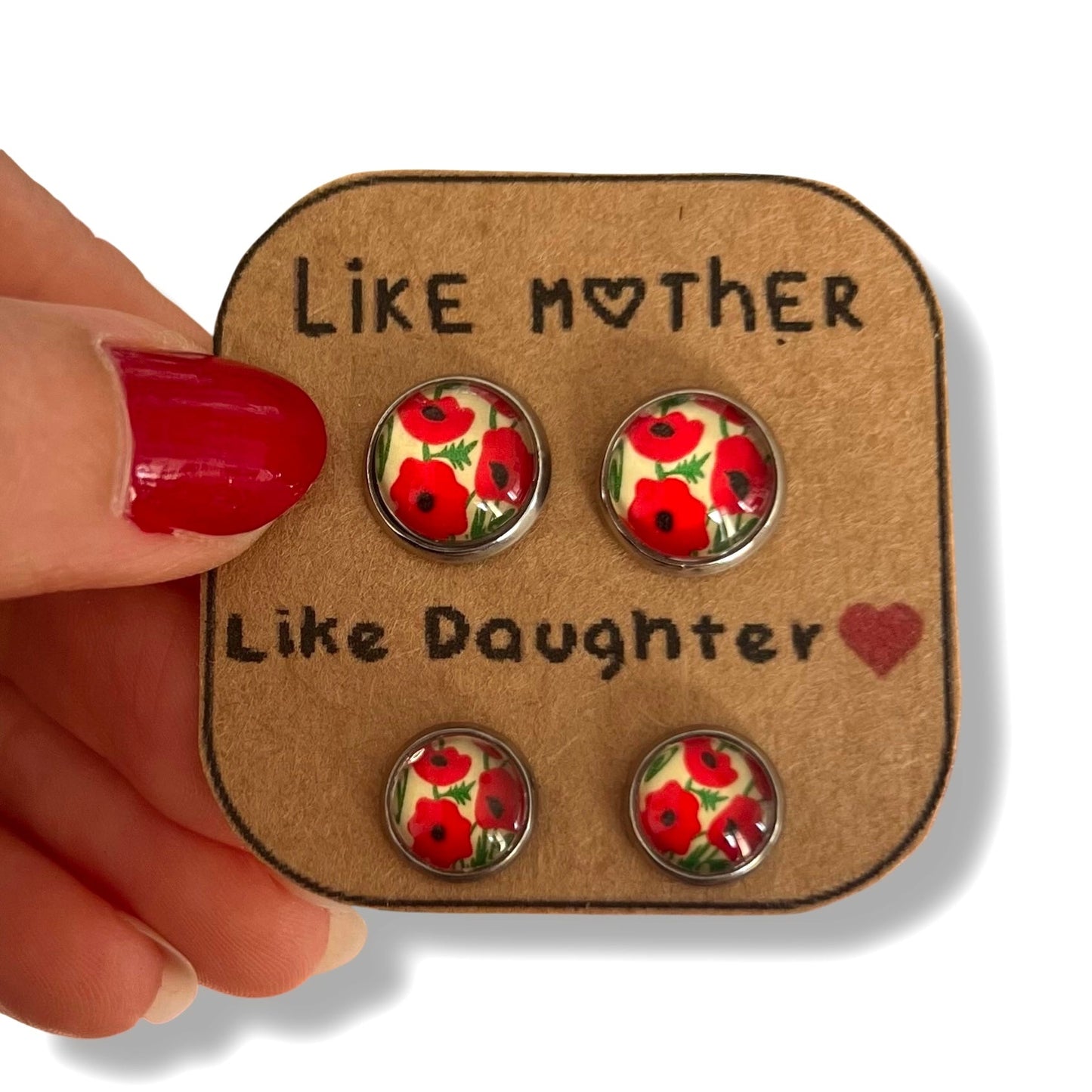 red poppies "Telle mère, Telle Fille!" Stud Earrings