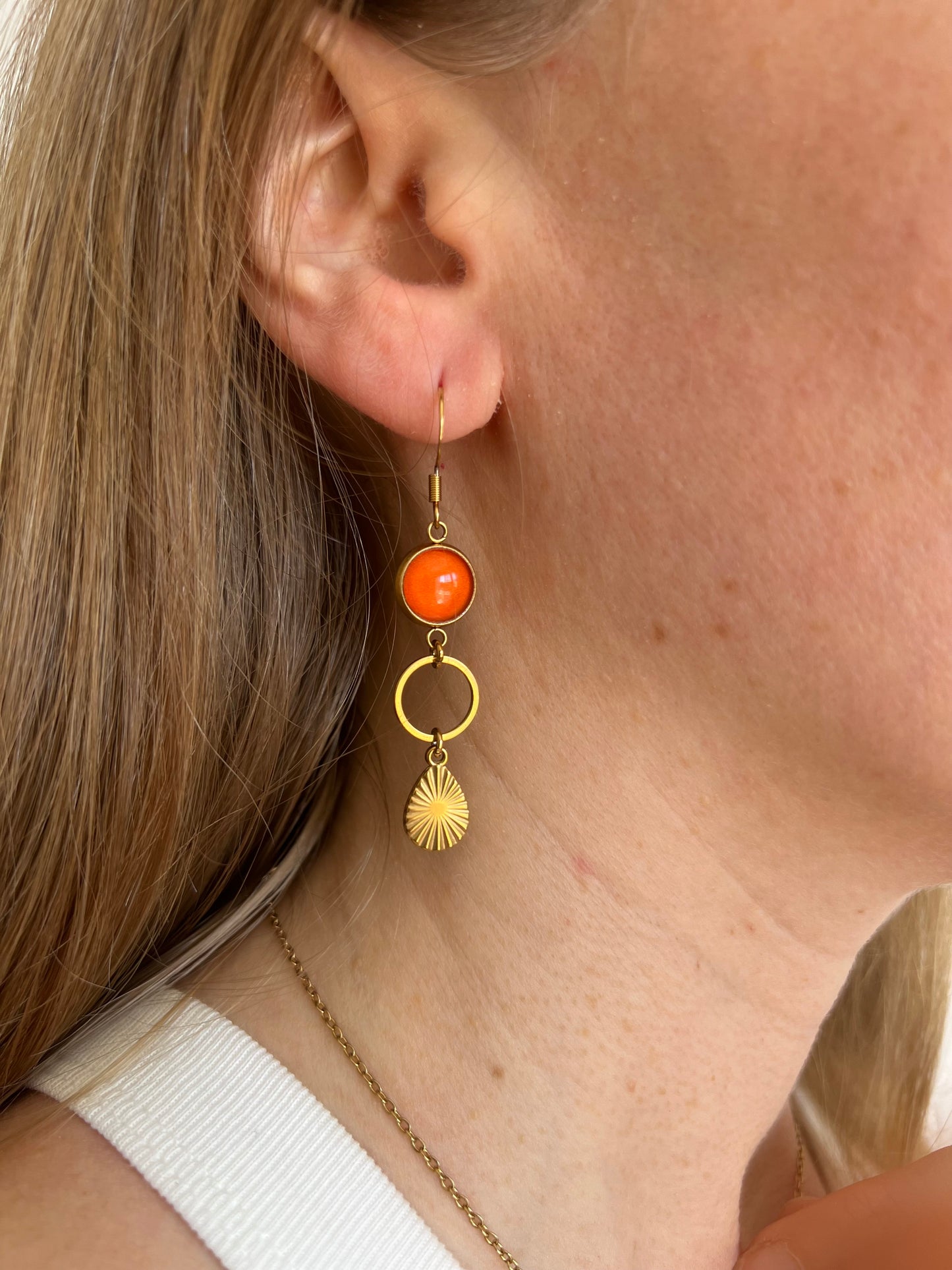 Orange mismatched Earrings 