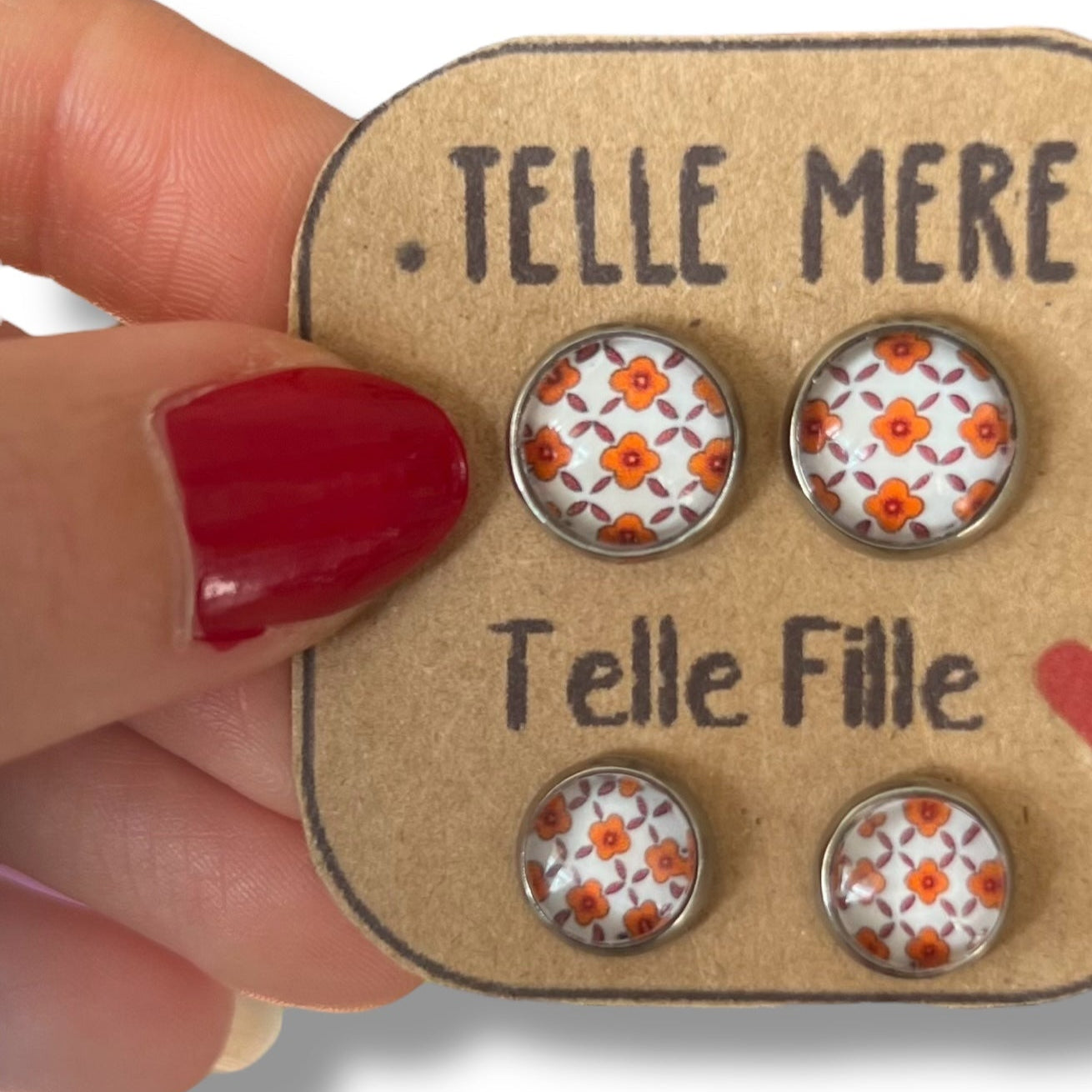 "Telle mère, Telle Fille!"  Orange Flowers Stud Earrings