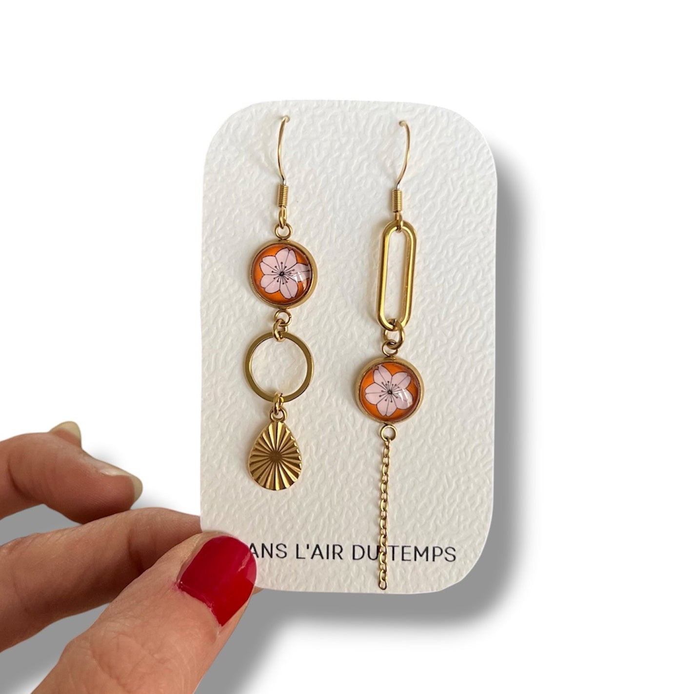 Burgundy mismatched Earrings 