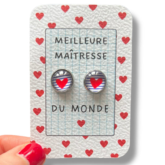 Puces d'Oreilles Maîtresse coeurs / "Meilleure maîtresse du monde ! "
