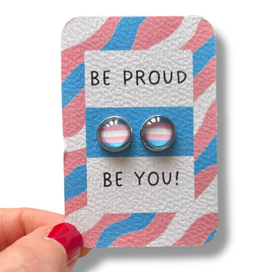 Puces d'Oreilles Drapeau Transgenre "Be Proud Be You! "