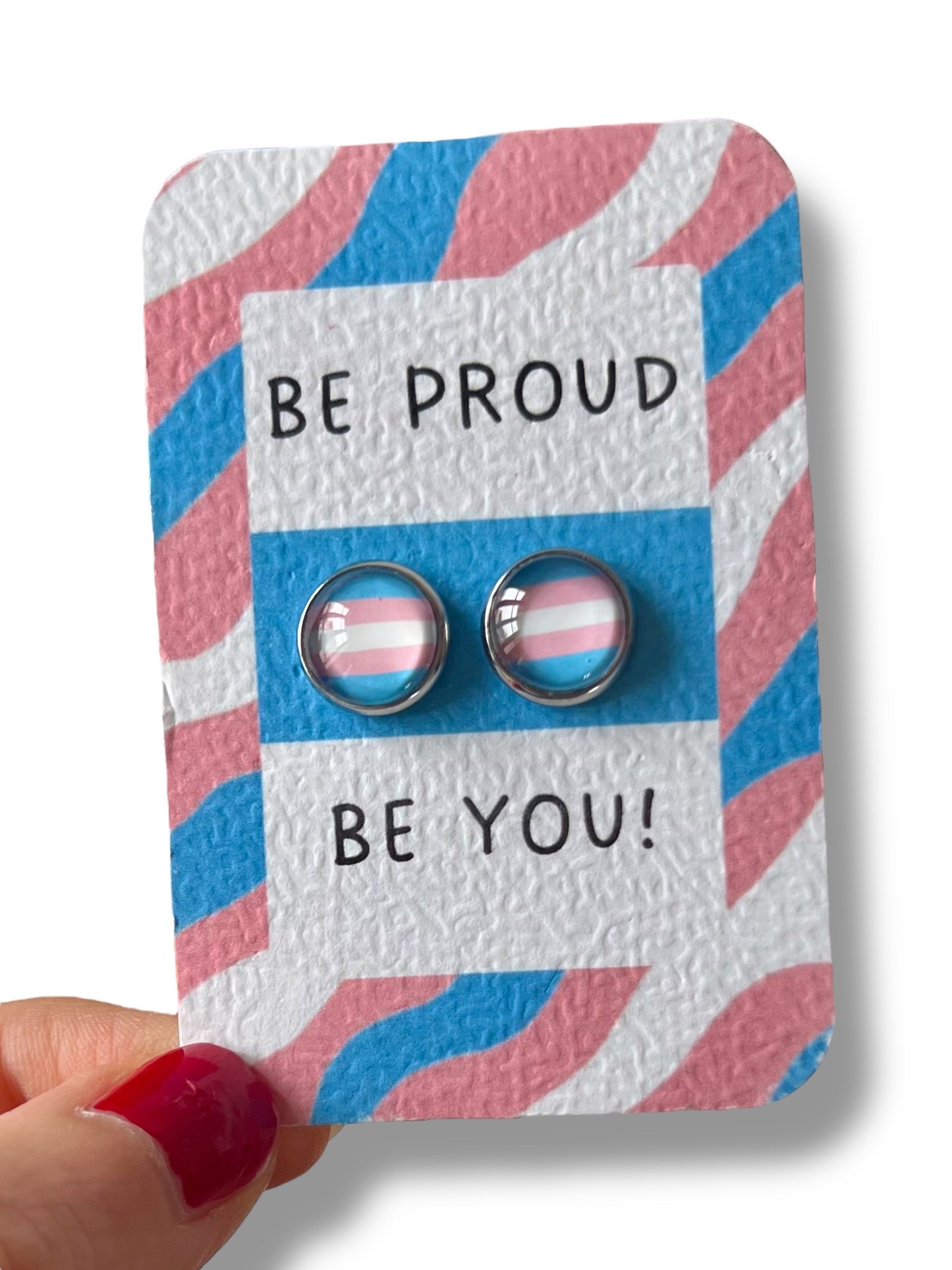 Puces d'Oreilles Drapeau Transgenre "Be Proud Be You! "