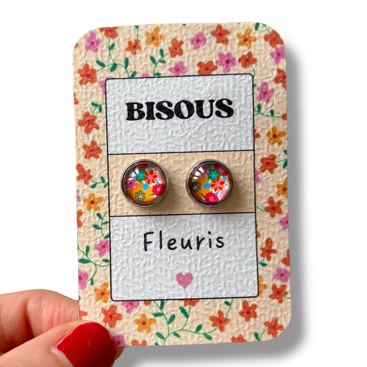 Puces d'Oreilles "Bisous Fleuris"