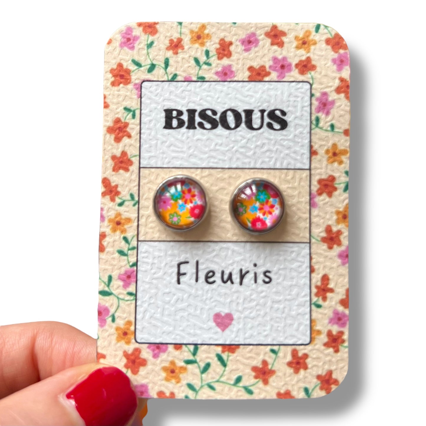 Puces d'Oreilles "Bisous Fleuris"