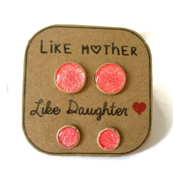 "Like Mother Like Daughter!" Glitter Stud Earrings