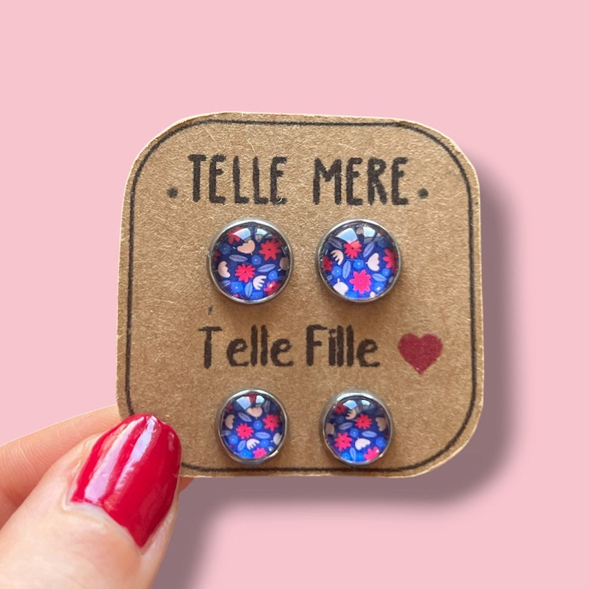 Clous d'oreilles telle mère telle fille fleurs
